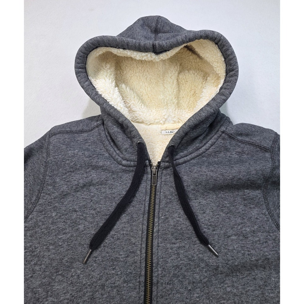 LL Bean Sherpa Lined Hoodie Jacket Womens M LIMITED USE Gray Full Zip Sweatshirt
